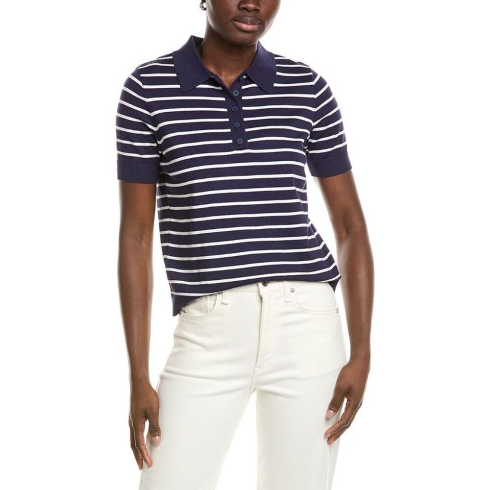 Jones New York Womens  Striped Polo T-Shirt, Blue